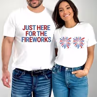 Funny Couples Fourth of July Shirts, Adult Humor 4th of July Matching Shirts for Couples, Independence Day Fireworks Tees - L...