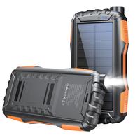 20000mAh Portable Solar Power Bank, Dual USB Output Port Waterproof Power Bank with LED Light, Fast Charging Solar Phone Char...