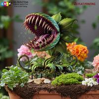 2D Acrylic Garden Decoration, Creative Piranha Plant Design Garden Ornament, Garden Decor Supplies for Home Garden & Patio