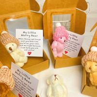 Little Bear in Box, 1 Set Mini Plush Bear with Inspirational Card, Sympathy Gift for Christmas & Valentine's Day & Mother's D...