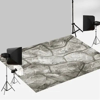 Retro Realistic Grey Stone Texture Photo Floor Mat - Aperturee