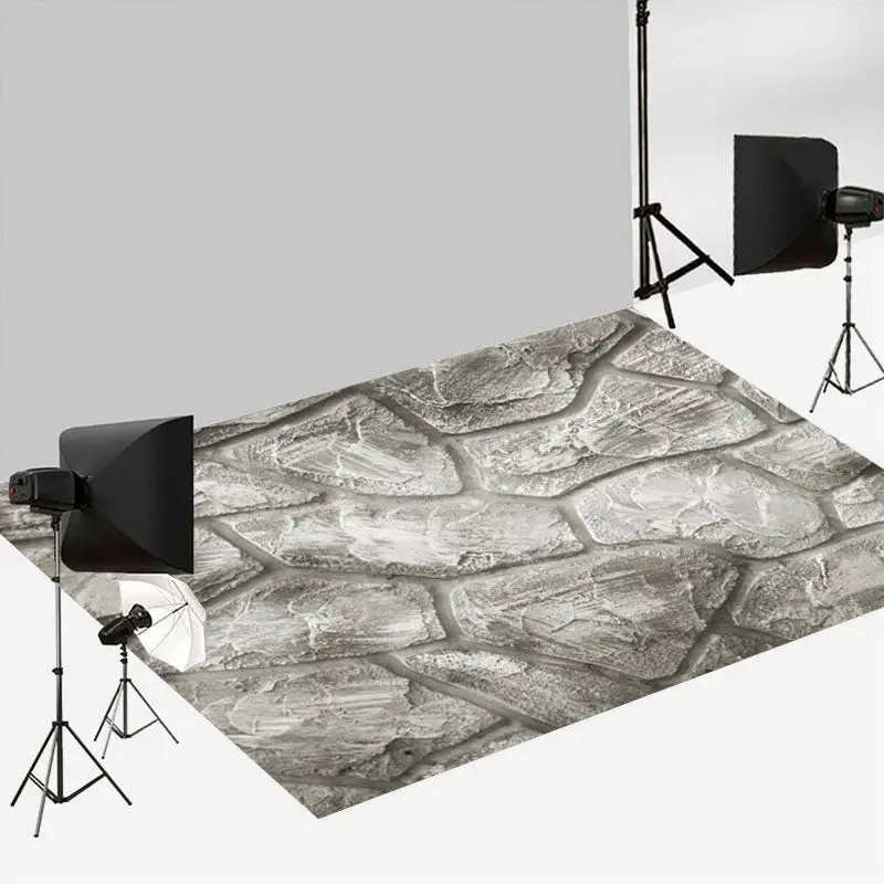 Retro Realistic Grey Stone Texture Photo Floor Mat - Aperturee