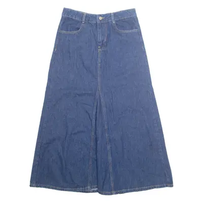 ZARA Womens A-Line Skirt Blue Midi Denim S
