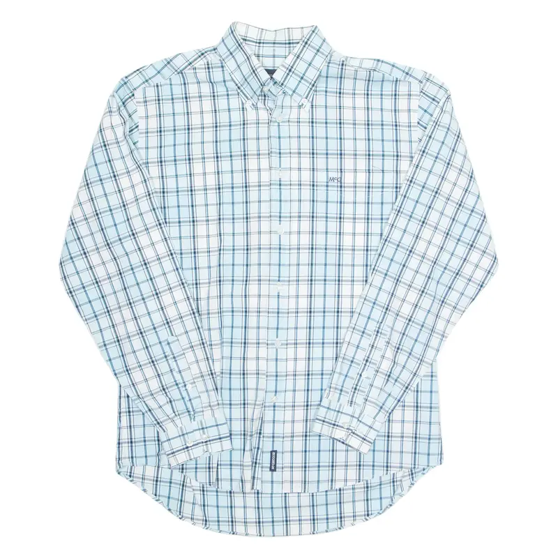 MCGREGOR Mens Shirt Blue Check Long Sleeve L