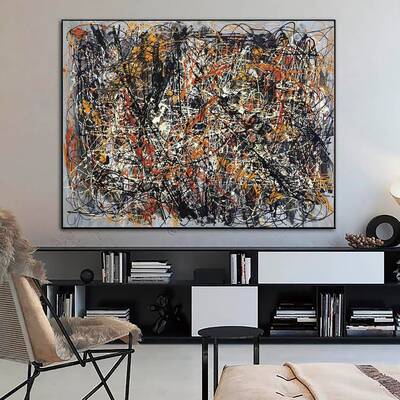 Jackson Pollock Style Painting Style Paintings On Canvas Abstract Expressionism Painting Colorful Artwork Modern Hand-Painted...