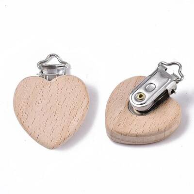 Beech Wood Baby Pacifier Holder Clips