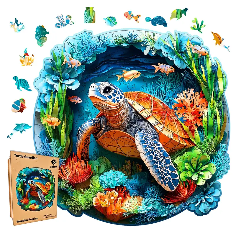 Wooden Puzzles,sixcent Jigsaw Puzzles,Unique Shaped,Wooden Puzzle for Adults and Kids,Hoilday Gift,Family Game,Laser Cut, sub...