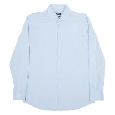 BOSS Slim Fit Mens Plain Shirt Blue Long Sleeve M