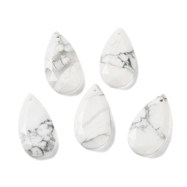 Natural Howlite Faceted Pendants