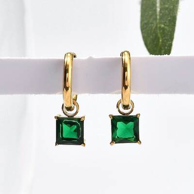 304 Stainless Steel Crystal Rhinestone Hoop Earrings