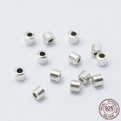 Anti-Tarnish Rhodium Plated 925 Sterling Silver Crimp Beads