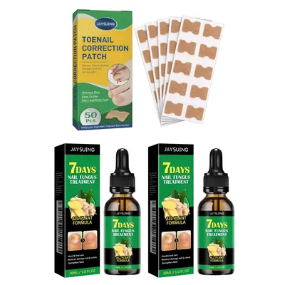 Ginger Nail Care Liquid & Toenail Correction Sticker, Nail Strengthening Serum & Toenail Correction Sticker, Nail Care Produc...