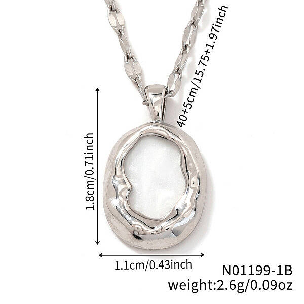 Chic Minimalist Brass Oval Pendant Dapped Chain Necklace for Women