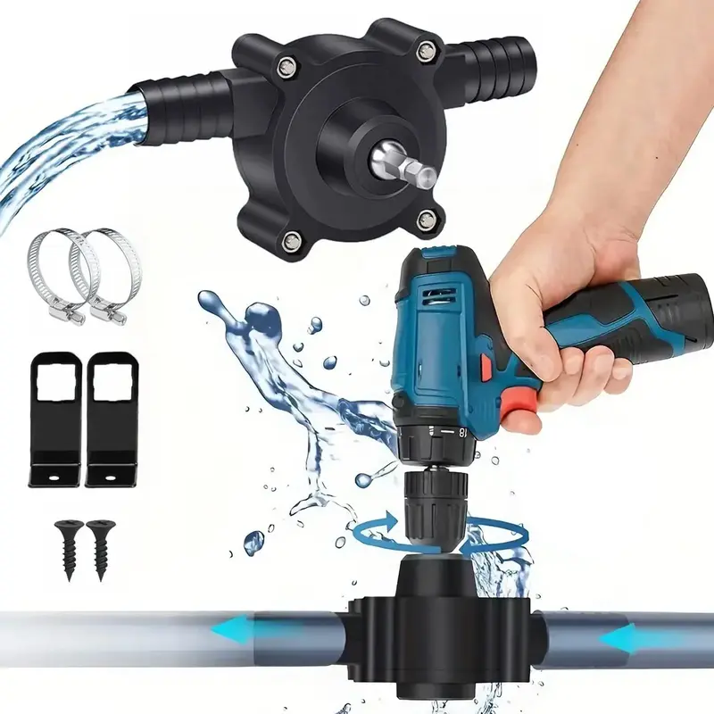 Portable Electric Drill Pump, 1 Count 3/4 Inch Hose Self-priming Hand Drill Drive Pump, Small Household Quick Water Centrifu...