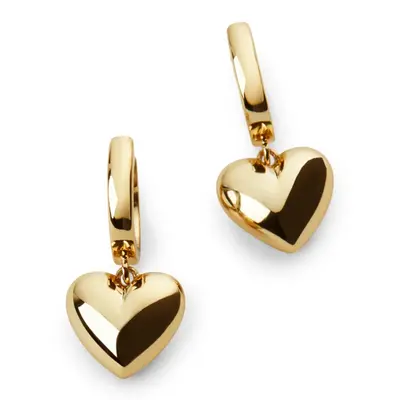 Sterling Silver with Yellow Gold Plated Heart Drop Earrings