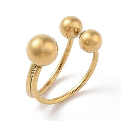 Ion Plating(IP) 304 Stainless Steel Round Cuff Rings for Women