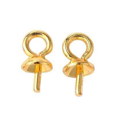 PVD Vacuum Plating 304 Stainless Steel Cup Pearl Peg Bails Pin Pendants