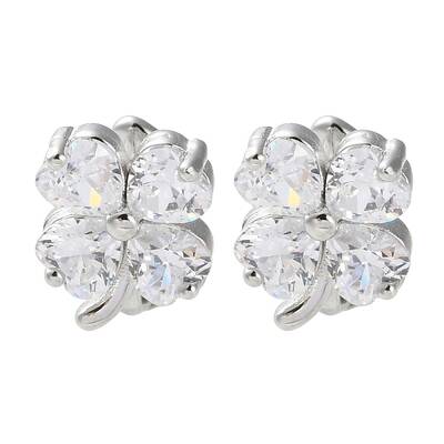 925 Sterling Silver Micro Pave Clear Cubic Zirconia Cuff Earrings
