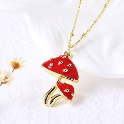 Brass FireBrick Enamel Pendant Necklaces for Women