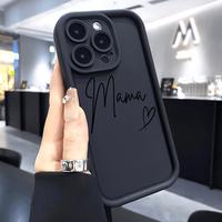Case for iPhone 16 Pro Max 15 Plus 14 13 12 11 XS XR Writing style MAMA Drop Protection Shockproof Soft Silicone smartphone C...