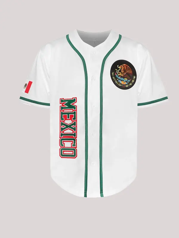 Men's Animal & Letter Print Button Short Sleeve Baseball Jersey, Loose Casual Sport Breathable V Neck T-Shirt, Men's Sport & ...