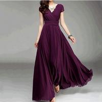 Boho Dresses for Women 2025 Plus Size Elegant Wrap V Short Sleeve Ruched Wedding Gown Chiffon Swing Dress 2025