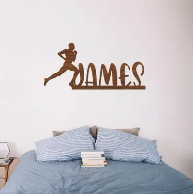 Running Boy Wood Name Sign