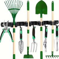Garden Tool Organizer Rack, Wall Mounted Storage Rack with 4 Slots & 5 Hooks, Tool Organizer Storage for Garden Tools, Brooms...