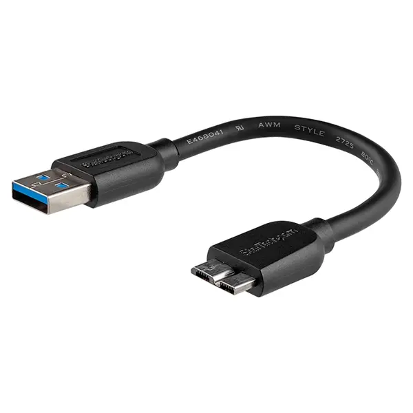 USB3AUB15CMS StarTech 15cm (6in) Short Slim SuperSpeed USB 3.0 A to Micro B Cable M/M