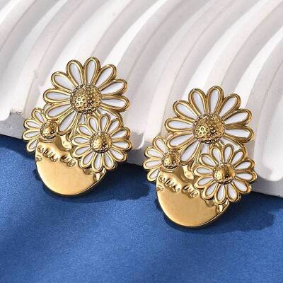 Flower 304 Stainless Steel Stud Earrings