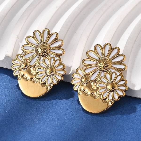 Flower 304 Stainless Steel Stud Earrings