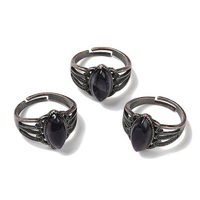 Natural Amethyst Horse Eye Adjustable Rings