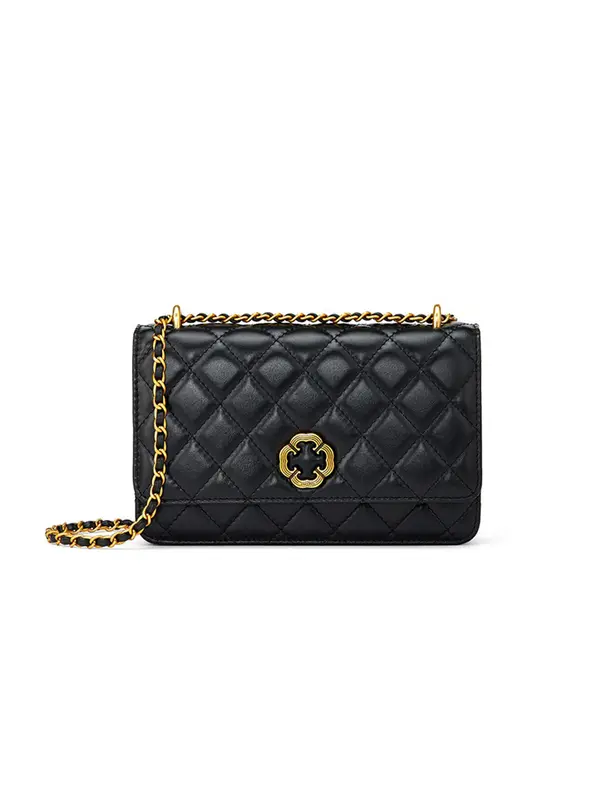 Smting Four-Leaf Clover Clasp quilted golden chain bag