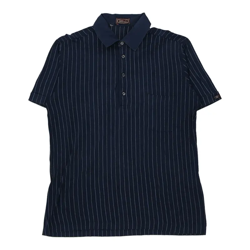 Ennio Muracchini Striped Polo Shirt - Small Navy Cotton