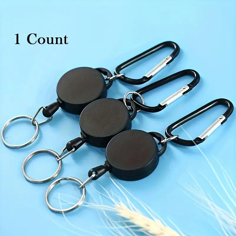 Metal Anti-theft Easy-to-pull Elastic Keychain (1/2/3 Counts), Multi Function Keychain Lanyard, Portable Anti-lost Buckle Rop...