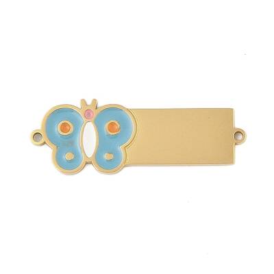 304 Stainless Steel Light Blue Enamel Insect Connector Charms