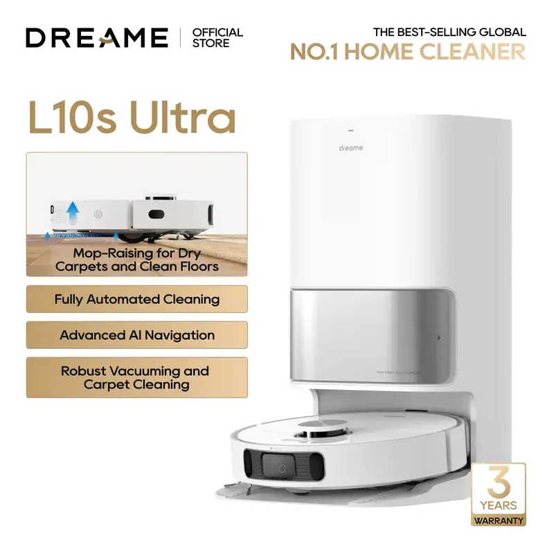 Dreametech L10s Ultra/ L10s Ultra Gen2 Robot Vacuum and Mop Combo, Auto Mop Cleaning and Drying, Self-Refilling and Self-Emp...