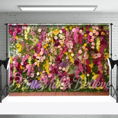 Colorful Floral Green Leaves Spring Photo Backdrop - Aperturee