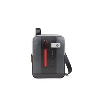 Piquadro, Urban, iPad Sleeve, Leather Shoulder Bag, Black/Grey, CA1816UB00, 21 x 27 x 6 cm, Men's