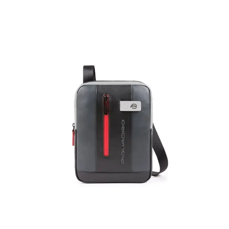 Piquadro, Urban, iPad Sleeve, Leather Shoulder Bag, Black/Grey, CA1816UB00, 21 x 27 x 6 cm, Men's