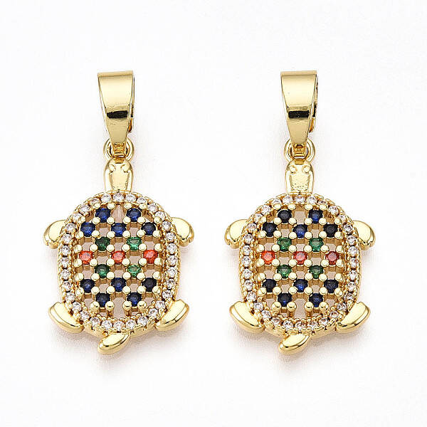 Brass Micro Pave Cubic Zirconia Pendants