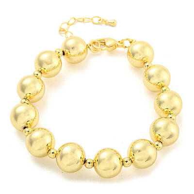 Rack Plating Round Brass Beaded Bracelets for Women