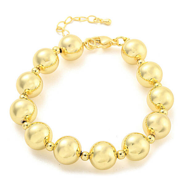 Rack Plating Round Brass Beaded Bracelets for Women