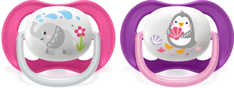Philips Avent Ultra Air 6-18 months baby girl pacifier 2 pieces fuchsia and purple