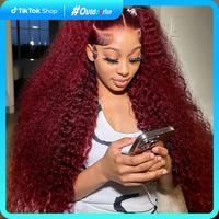 0utdoorfun [New in] STERLY 200% Density Burgundy / Natural Color 13x6 Lace Frontal Human Hair Deep Wave Wig 7x6 Glueless 99J ...