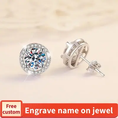 S925 Sterling Silver High Grade Certified Synthetic Moissanite Stud Earrings /Round Wrap Style/ D Color E Cut VVS1 Clarity va...