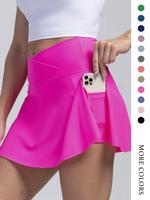 Women's 2-in-1 Pocket Sports Skorts, Sports Solid Color Skorts, Back To School Ladies Sportswear for Indoor Outdoor Yoga Gym ...
