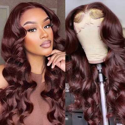 [Flash Deal] Reddish Brown Human Hair Wigs Dark Red Brown 5x5 Pre-cut Lace/13x4 Lace Wig #33B