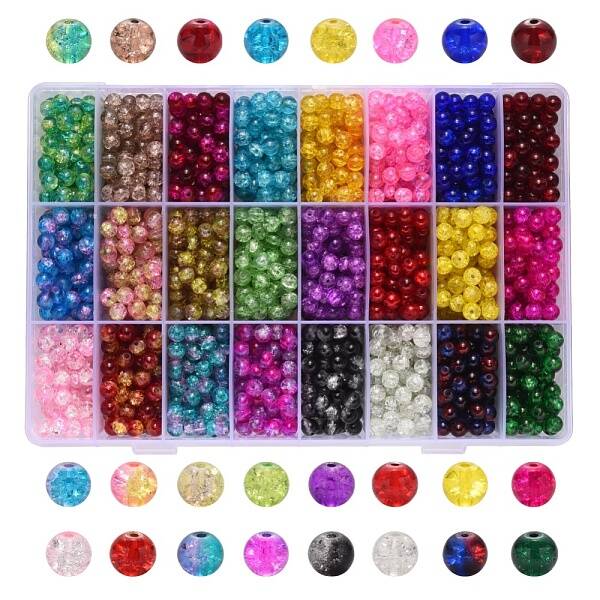 Spray Painted Crackle Glass Beads