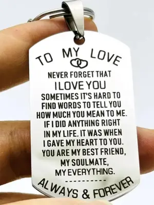 Cute Letter Pattern Slogan Metal Keychain, Stainless Steel Keychain For Men & Women, Fashion Keychain For Car Keys, Key Ring,...